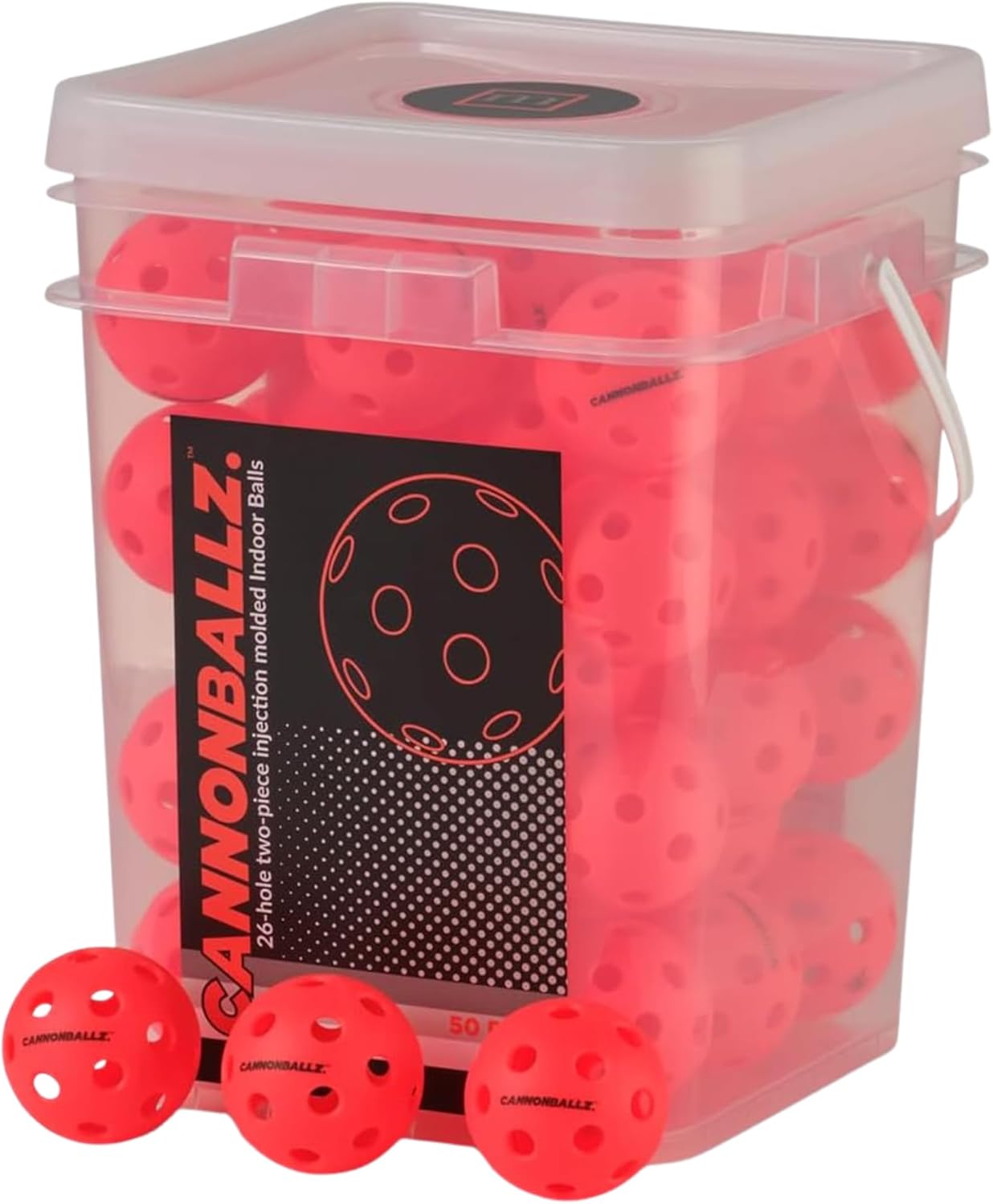 Cannonballz - Indoor Pickleball Balls Multi-Pack – 26 Hole Fluorescent Ember Pickleball Balls, USAPA Approved Indoor Pickleballs for Training, Practice & Tournament Performance