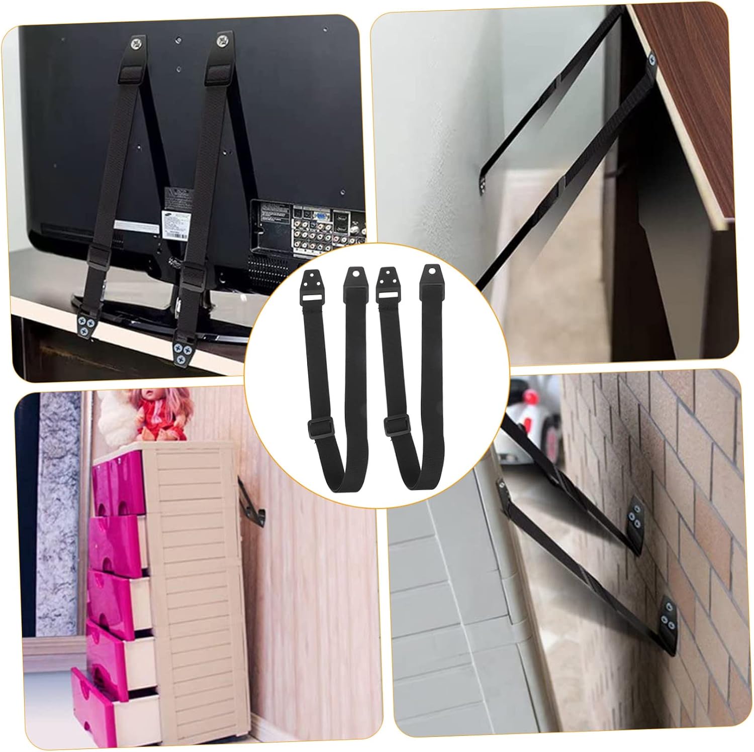 2pcs Furniture -Drop Straps for Tvs and Cabinets Resistant to Prevent Tipping Proofing for Home Use