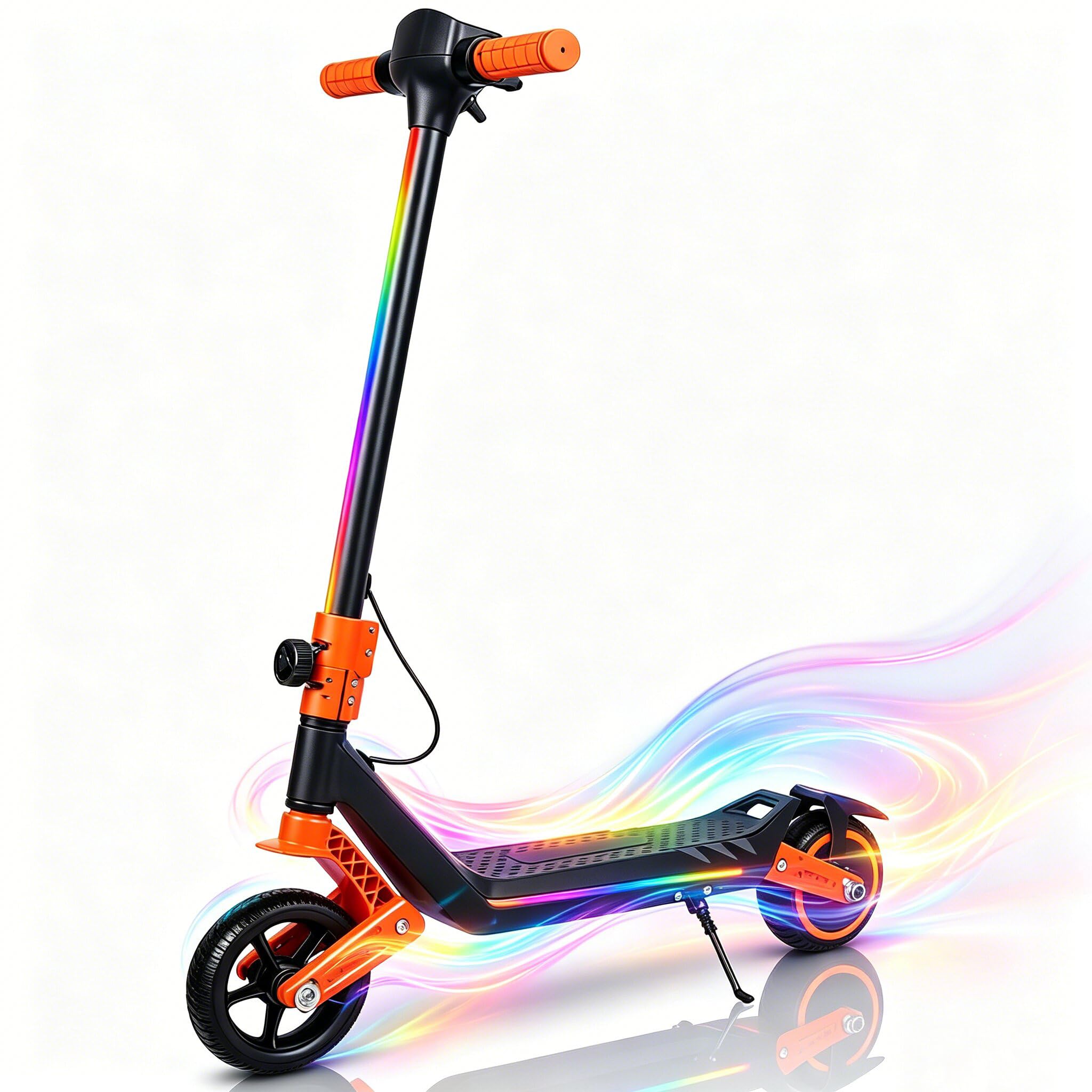 Electric Scooter for Children, Electric Scooter Kids Double Suspension with Colorful Rainbow Lights and LED Indicator, Range of 12 km, Gifts for Boys and Girls Ages 6