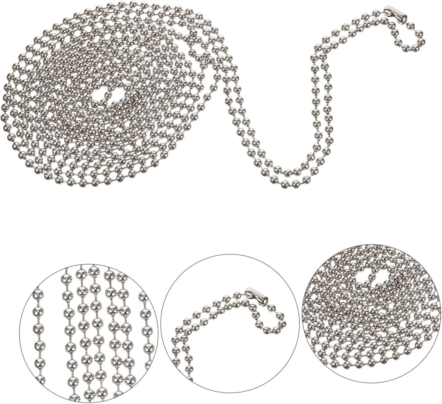 Cabilock Metal Beaded Chain 10Ft Replacement Cord for Roller Blinds Vertical Curtains Silver Ball Chain for Window Blind Repair and DIY