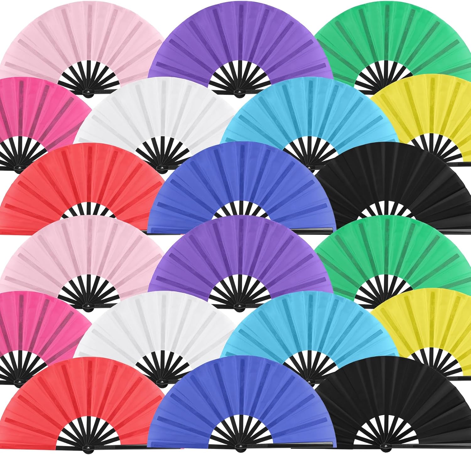 20 PCS Large Folding Hand Fans for Line Dancing & Popping, Boots on The Ground Clacking Fans, Chinese Kung Fu Tai Chi Fans