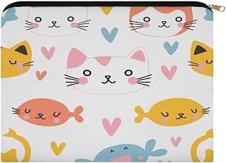 Cartoon Cat Face Aesthetic Makeup Bag Cosmetic Bag with Zipper | Cute Makeup Pouch & Toiletry Bag for Women Lightweight Skincare Organizer