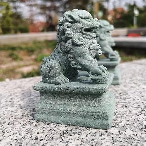 Miniatura 4 de livelyfish Estatuas asiáticas de perros Fu Foo, un par de dos figuras de piedra arenisca de león guardián para mascotas, pecera, acuario, paisaje,