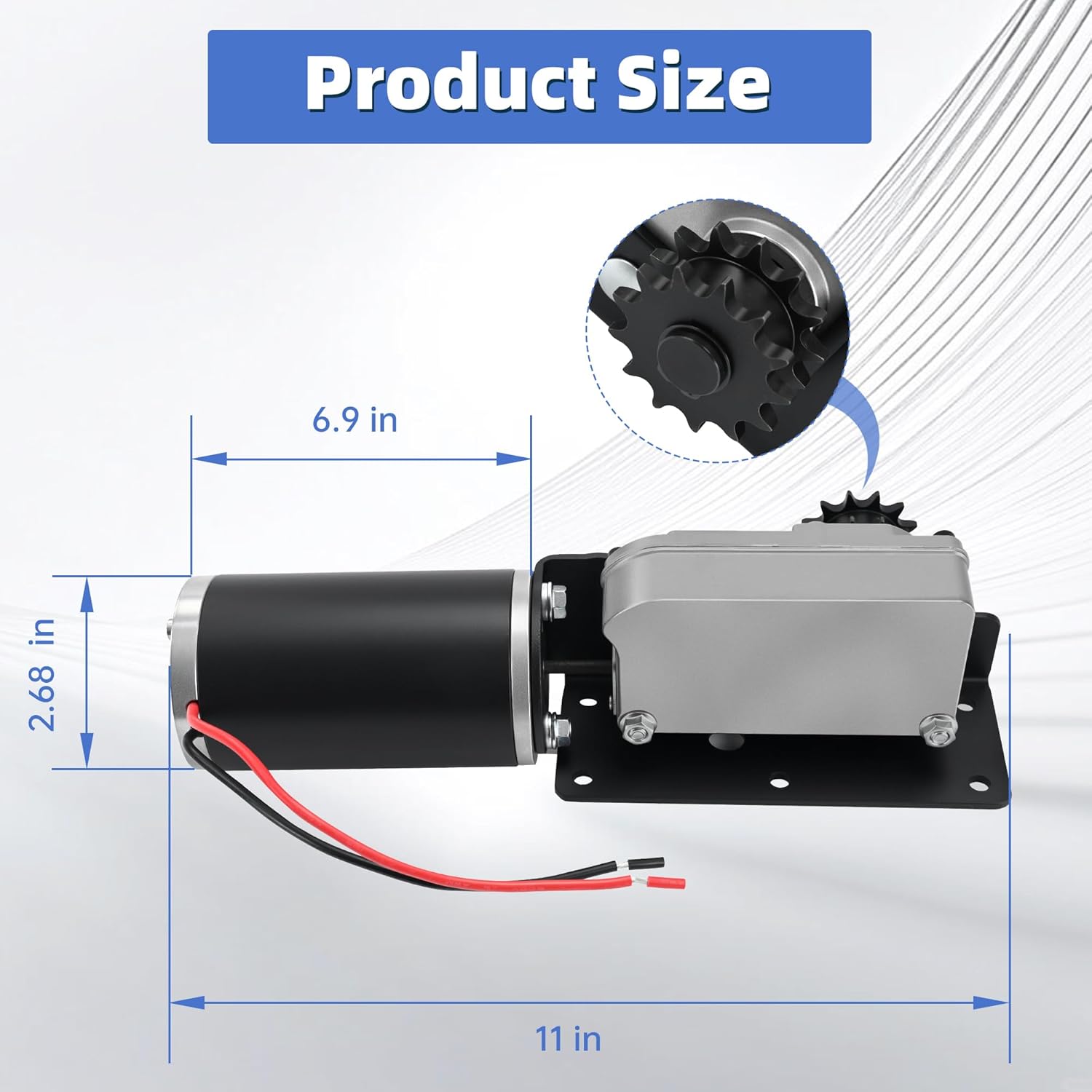 225008 RV Slide Out Motor & Gear Housing, Compatible with BAL Accu-Slide System, Replacement for R25075 High Torque Motor & R25076 Gearbox with 13-Tooth Sprocket, 12V, Durable RV Slide Out Motor Kit.