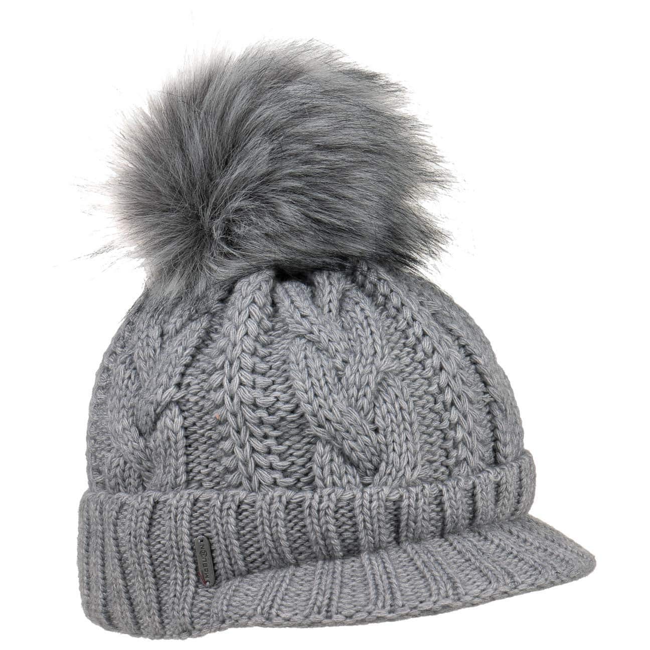 McBURN Britta Cable Knit Muts Dames - Made in Italy wintermuts gebreide pomponmuts met klep voering voor Herfst/Winter - One Size beige