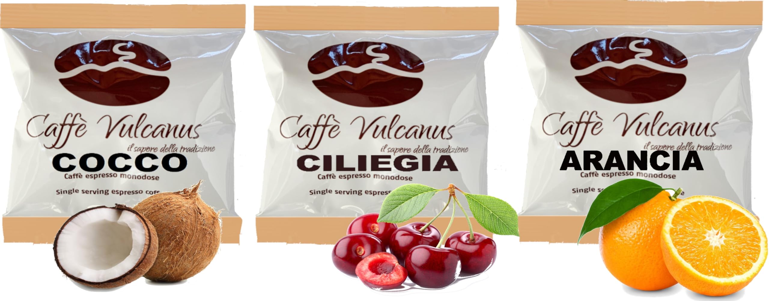 Caffè Vulcanus - NUOVO Kit assaggio 120 cialde ESE44 di caffè aromatizzati - Degustazione di 12 gusti di caffè aromatizzato