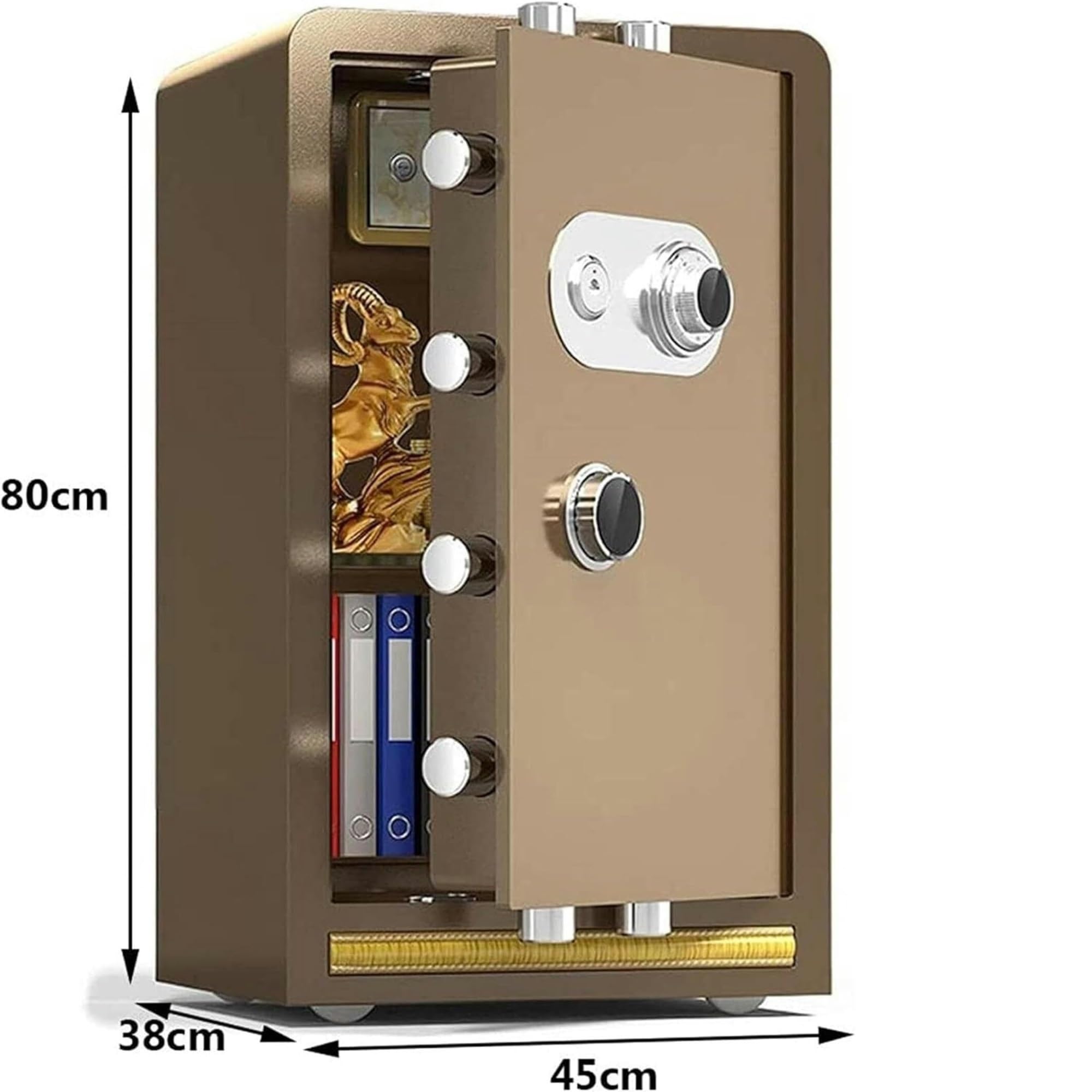 Caja Fuerte Caja Fuerte de Acero con Cerradura y contraseña mecánica for el hogar, Hotel, Oficina, archivador, Caja Fuerte, joyero Cajas caudales(Bruin,80x45x38cm)