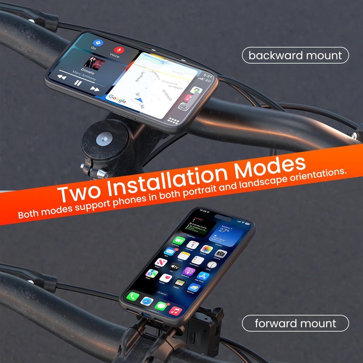 sincetop Bike Phone Holder, Aluminum Out-Front Bicycle Stem/Handlebar Phone Mount - 1S Quick Lock and Release Bicycle Phone Holder Universal for MTB Road Mountain Bikes, Action Cameras, Bike Lights