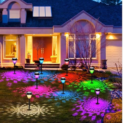 Bunee Solar Pathway Lights Outdoor 8 Pack Color Changing Solar Lights Outdoor Waterproof For Garden, Auto On/Off Led Solar Powered Landscape Lights For Yard Lawn Path Walkway (Warm White) #TOP1