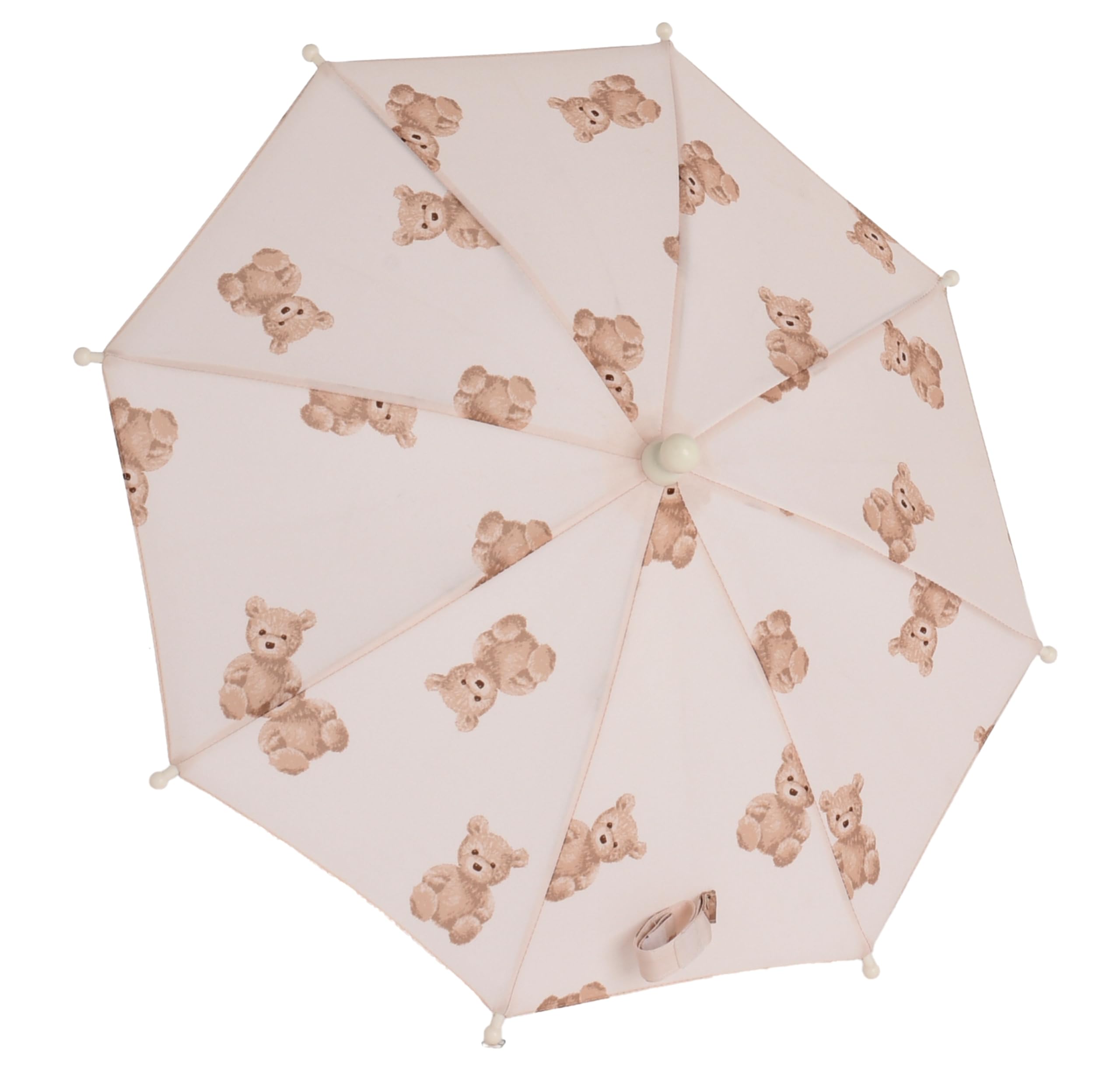 Roma Teddy Dolls Pram Parasol, Universal Pram Compatibility, Bear Print, Adjustable Clamp, Stylish & Durable Dolls Umbrella, Baby doll & Dolls Pram Accessories, Ages 3+ — image 1