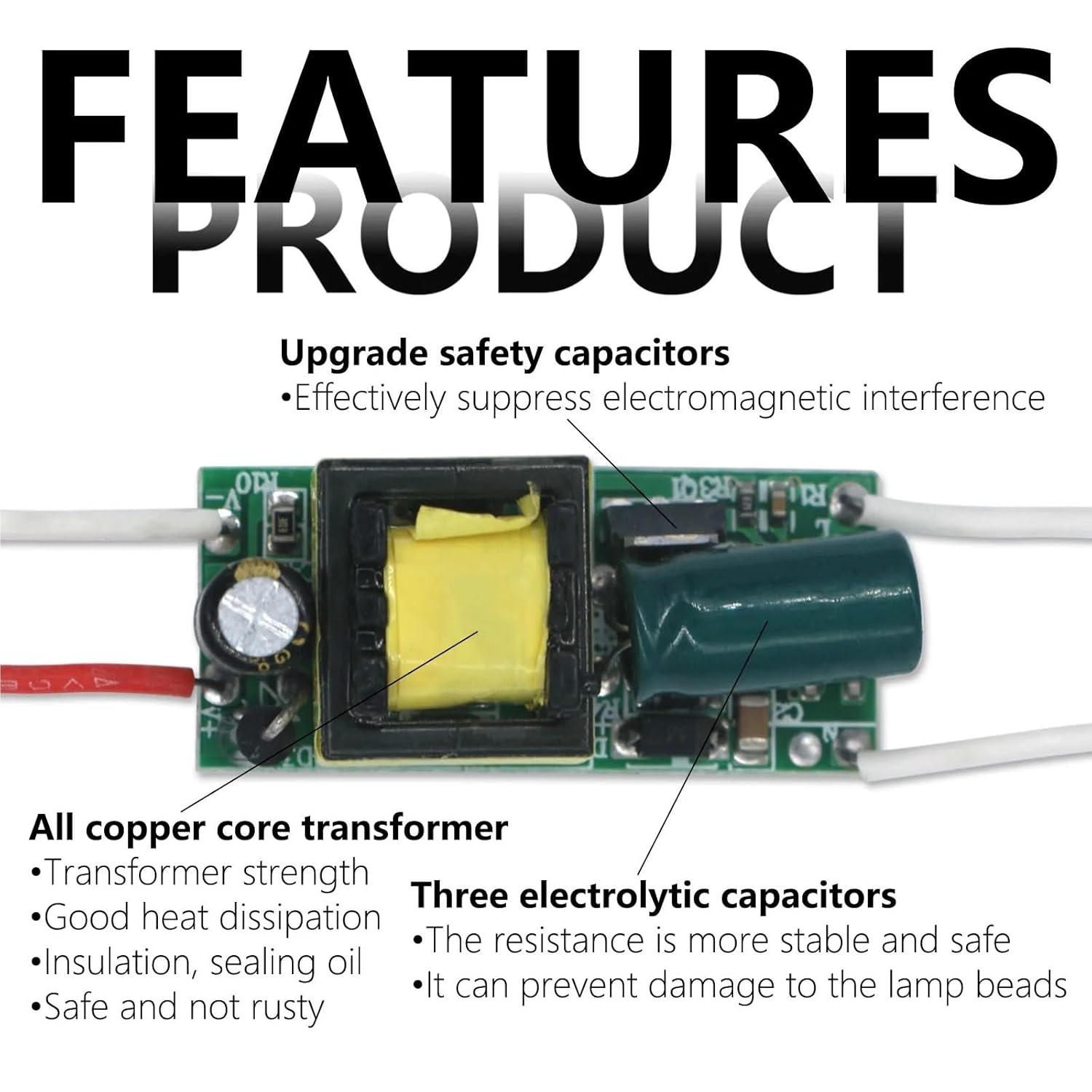 LED Driver 8-12W Output 20-44V 270mA for Voltage Power Supply Input 90V-265V Lighting Transformer for Bulb