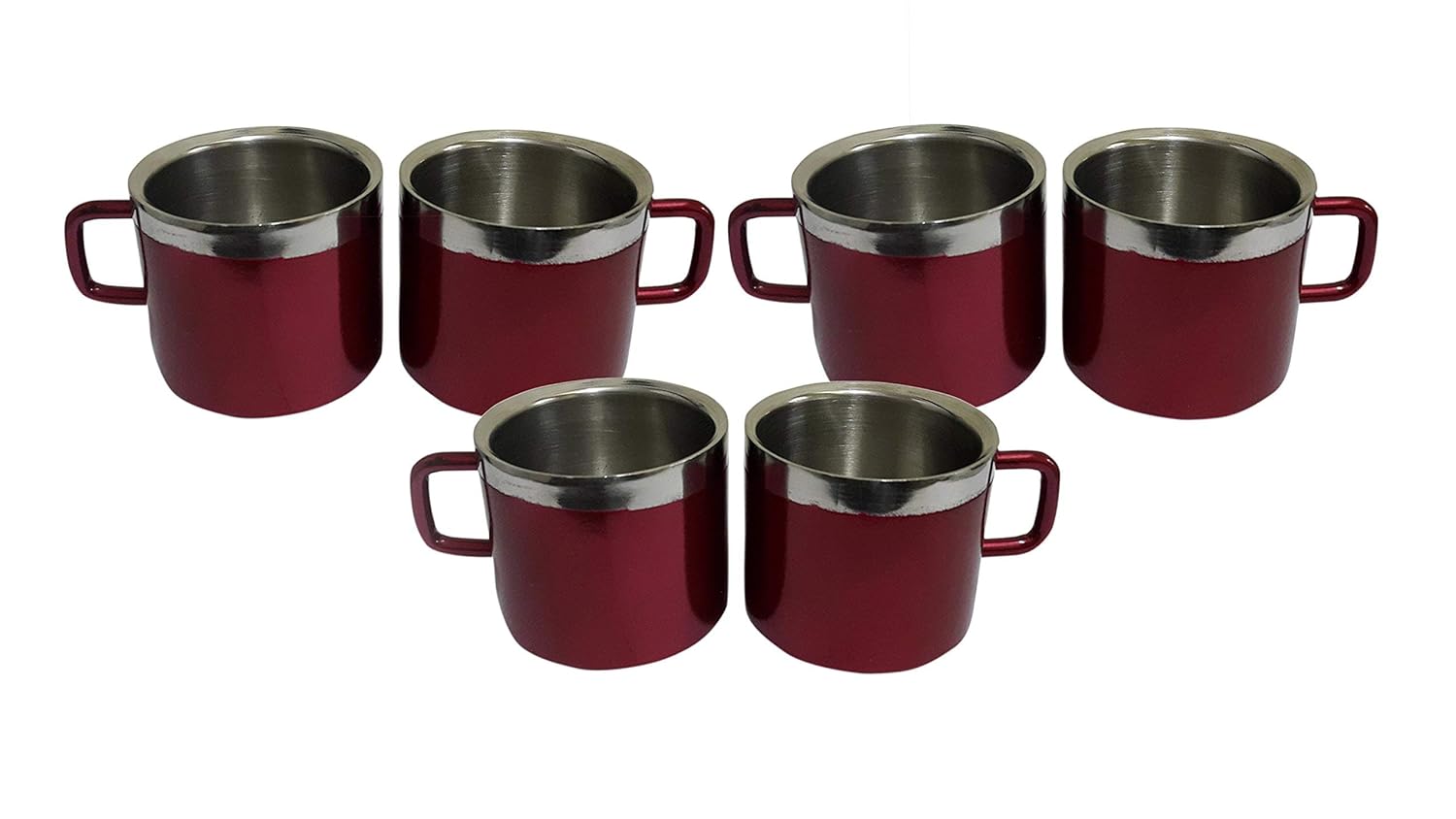 Buy Dynore Stainless Steel Double Wall Tea Cup Set of 6 Maroon Tea Cups Online at Low Prices in
