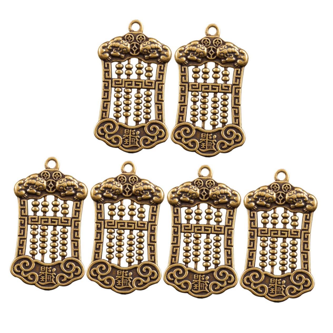 6pcs Abacus Copperware vintage keychain pendant key carabiner DIY keychain pendant vintage abacus charms rear view mirror hanging accessories wallet key holder crafts brass mini
