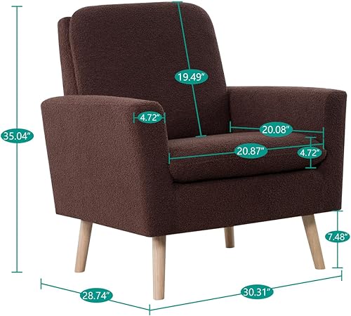 Miniatura 108 de Naomi Home Frida Silla moderna de mediados de siglo, sillas decorativas con marco de madera duradera para sala de estar, silla de lectura con