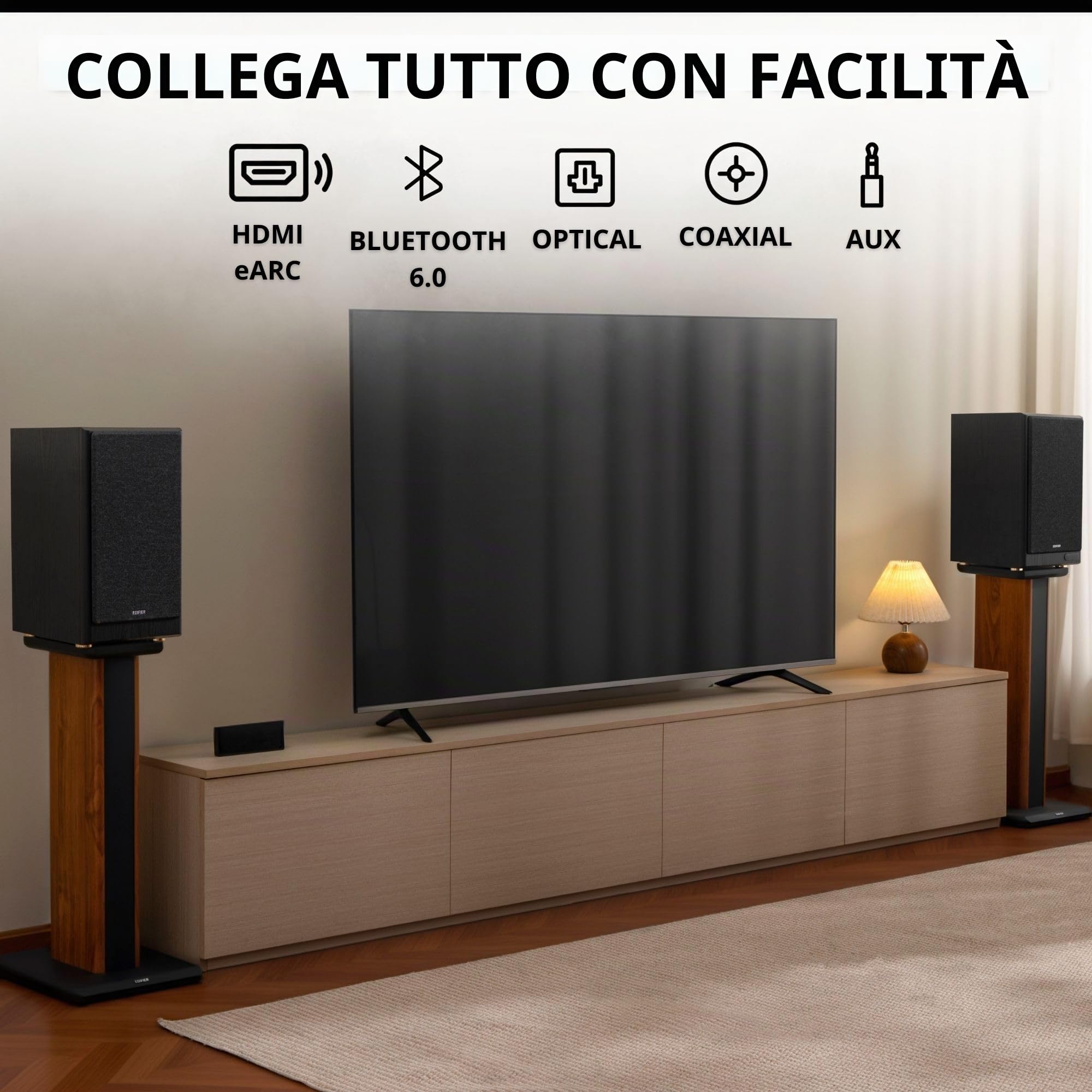 Edifier Diffusori attivi R2750DB MKII, casse HiFi amplificate 144 W RMS. Sistema a 3 vie con Bluetooth 6.0, HDMI eARC, audio Hi-Res 24bit/96kHz e Sub Out, Nero