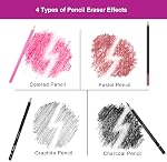 HIFORNY 6pcs Eraser Pencil with Brush,Eraser Pencils for Artists,Erasing Small Details or add Highlights for Sketching,Charcoal Drawings
