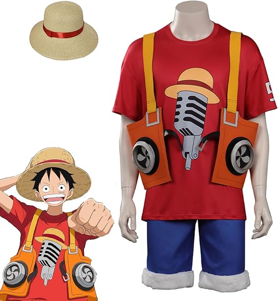 Amazon Essri One Piece ワンピース モンキー D ルフィ コスプレ衣装 帽子付き 劇場版 フィルム レッド ルフィ Cosplay 演出服 変装 仮装 日常服 アニメ 祭り 学園祭 文化祭 漫遊展 ハロウィン クリスマス コスチューム 劇場版 ルフィ L コスプレ 仮装 通販