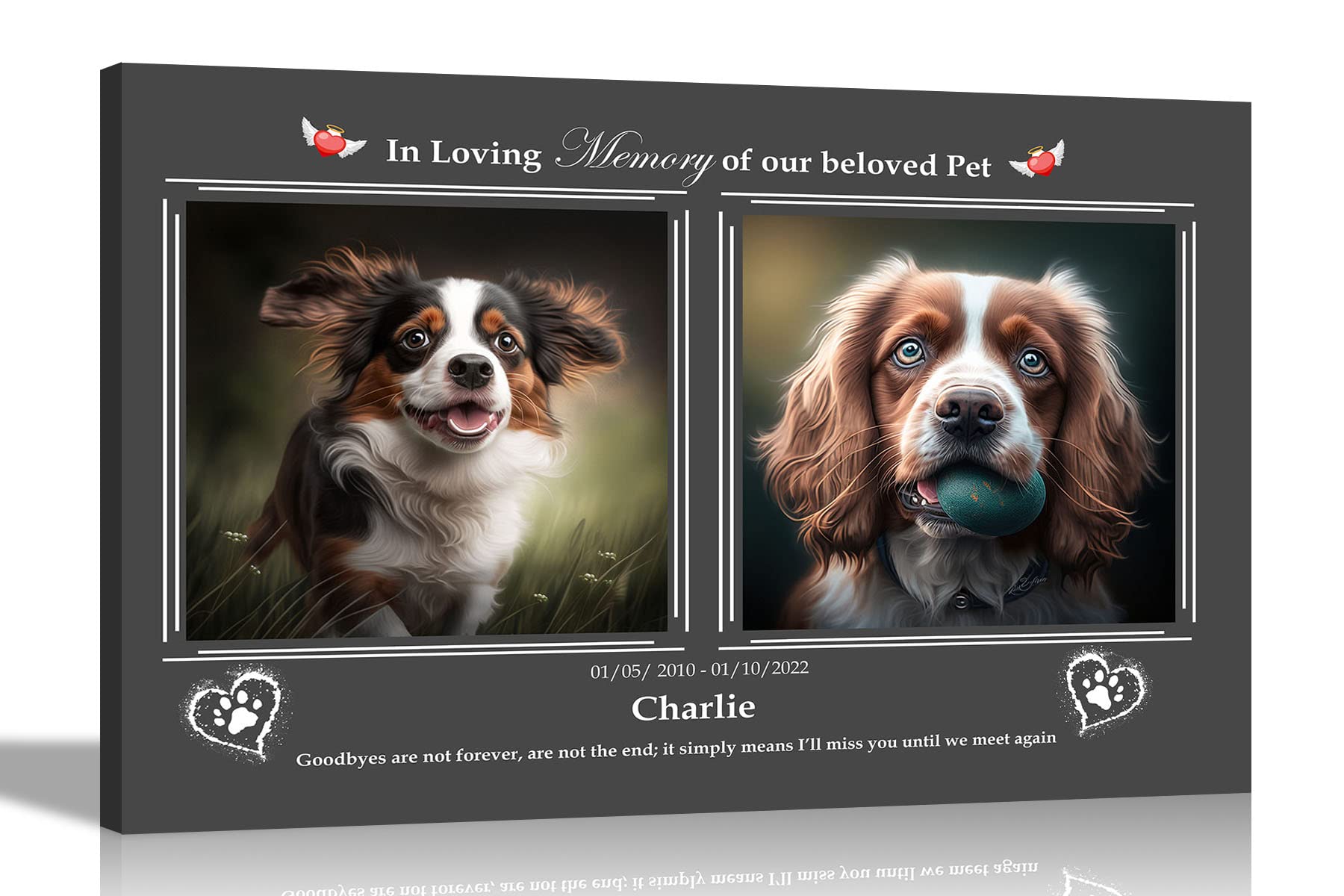 Artley Prints Black Dog - 2 Photos Black Personalised Memorial Canvas Prints | Framed Pictures Wall Hanging | Remembrance Sympathy Gift | Pets, Birds, Cats, Dogs, Rabbits 40 X 30Cm (16 X 12 In) A3