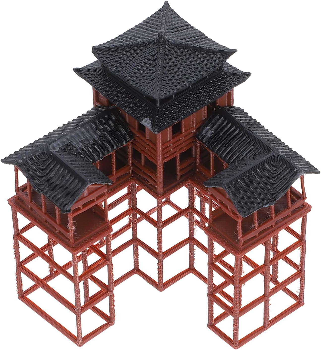 Wakauto Miniature Chinese Garden Bonsai with Coffee Pp Pagoda Ornament, Compact Design and Aesthetic Appeal for Garden Landscape and Patio Decor