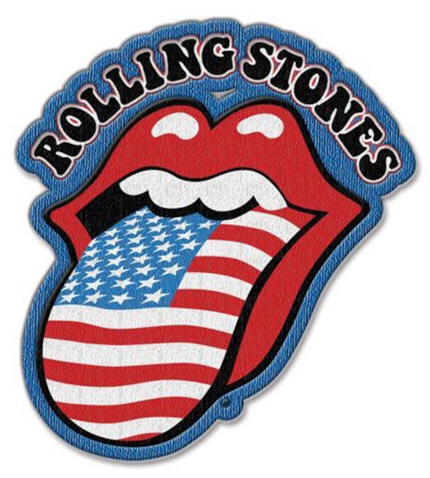 The Rolling Stones Patch US Flag Tongue Band Logo Official Iron on One Size