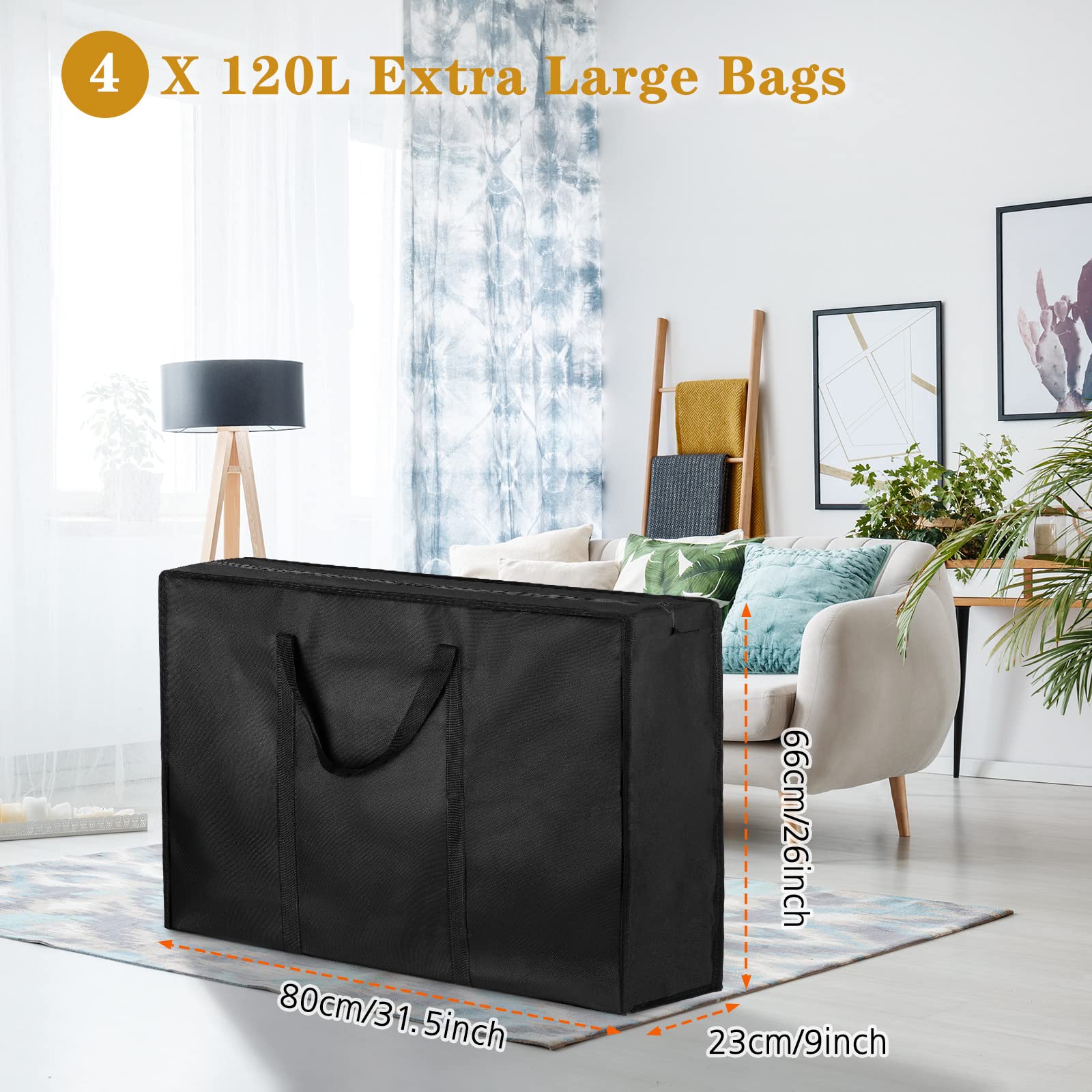 TAILI Extra grote verhuistas om te verhuizen, opslag kleding beddengoed dekbed dekbed dekens jumbo opbergzakken met ritsen (ZWART 2PACK TAILI Extra grote verhuistas om te verhuizen, opslag kleding beddengoed dekbed dekbed dekens jumbo opbergzakken met ritsen (ZWART 2PACK