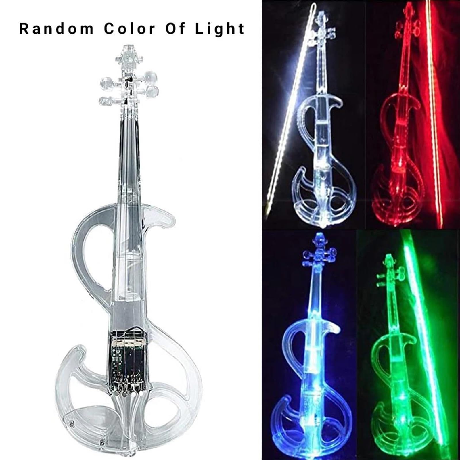 4/4 Violino Elettrico Luminoso Luci LED Colorate Prestazioni Acriliche Reali Con Cuffie Con Custodia Per Pickup(B)