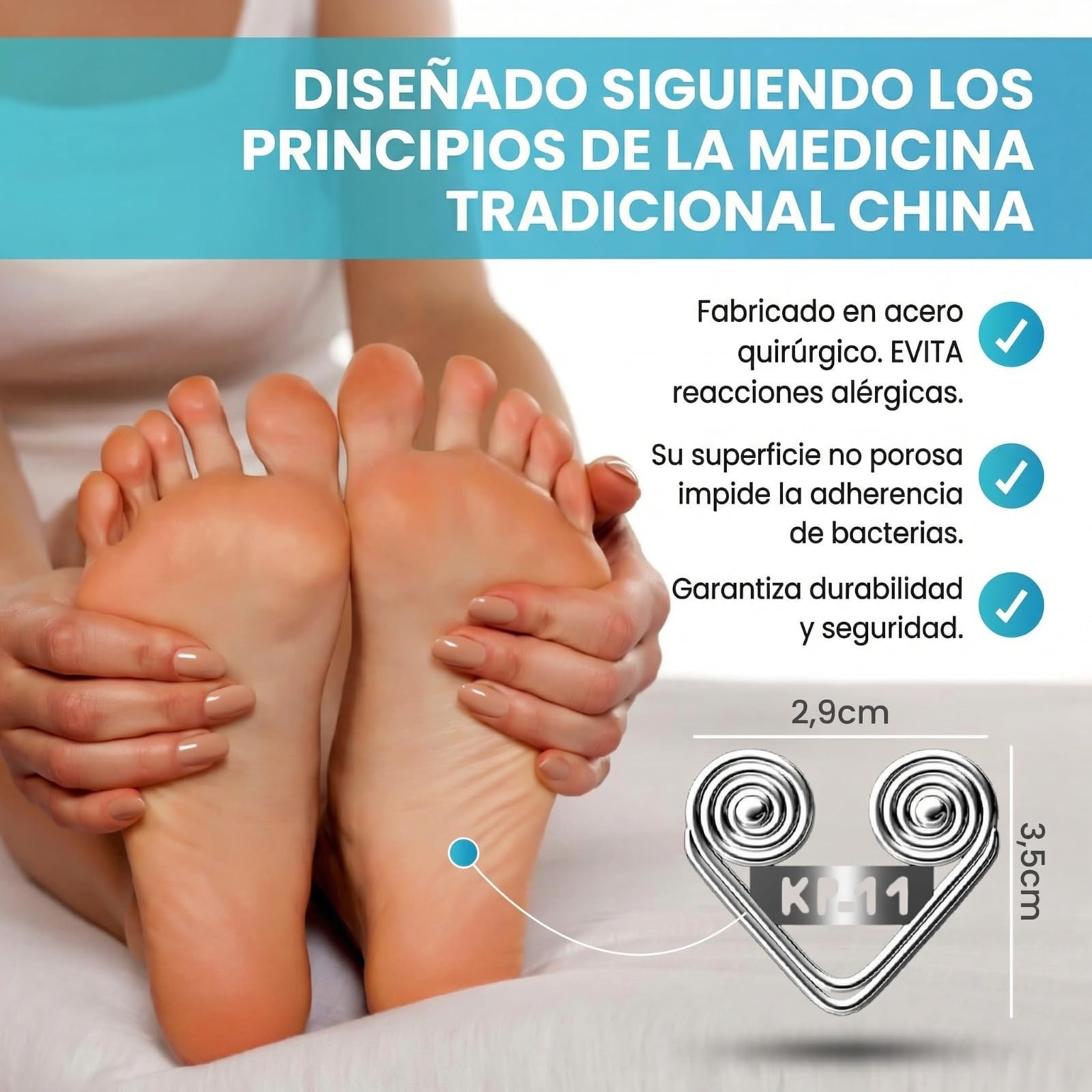 VARICES CERO Dispositivo KP11 | Masaje de Acupresión | Piernas Cansadas | Mala Circulación | Hinchazón Pesadez Molestias | Mejora varices arañas vasculares | Dolor Muscular | Uso Diario y cómodo