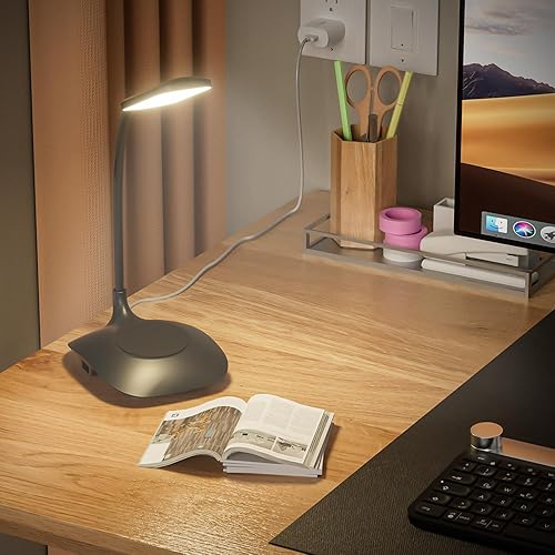 Miniatura 6 de Lámpara de escritorio LED con control táctil regulable, luz de escritorio de oficina, lámpara de oficina con cuello de cisne ajustable, lámparas de