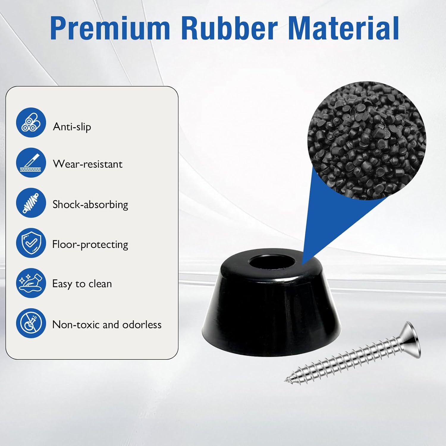 20 Pcs Rubber Feet for Cutting Board with Stainless Screws, Round Durable Rubber Bumper Feet, Glide Protection from Chair Cabinet Furniture and Electronics, 1" W X 1/2" H, Black
