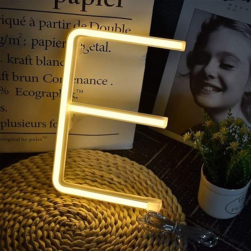 Miniatura 2 de ENUOLI Letrero de letras LED de neón blanco cálido, lámpara de noche con letras del alfabeto, letreros de neón que funcionan con pilas o USB, luces