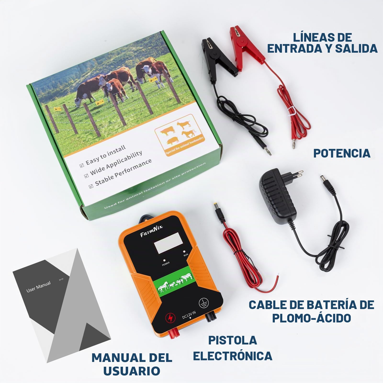 12kV 2J Pastor Electrico con Pantalla LED,Kit Valla Eléctrica 15Km | Cerca Eléctrica Controlador, 220V Cerca Cercado Pastor, Para Proteger Ganado Mascotas Aves De Corral Jardines Y Huertos