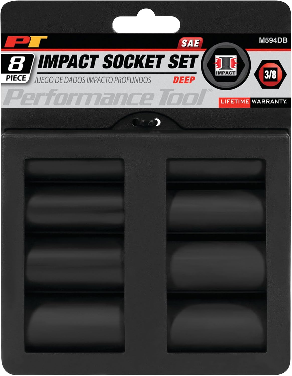 Performance Tool M594DB 8pc 3/8-Inch Drive SAE Deep Wall Impact Socket