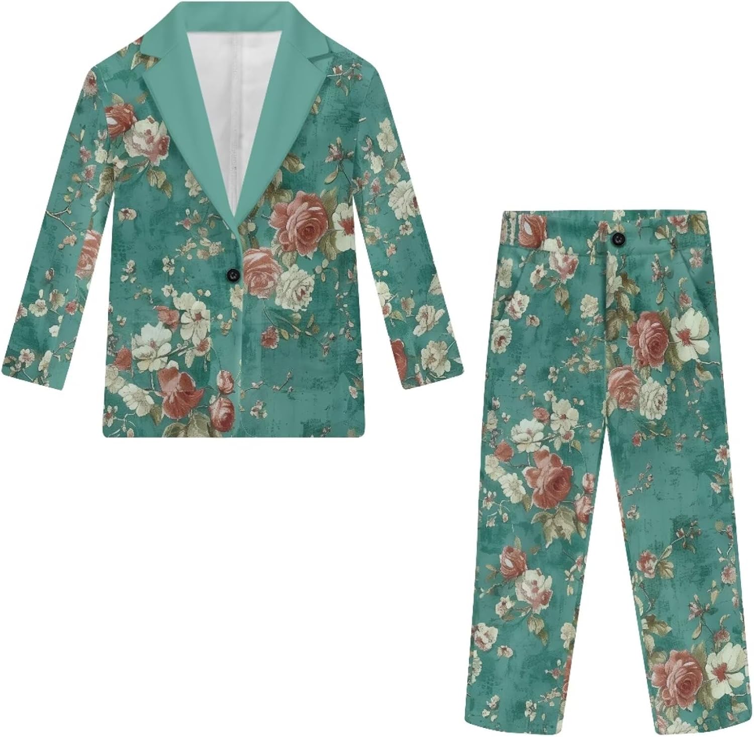 Suits for Boys Formal Long Sleeve Jacket Straight Leg Pants 2 Pcs Dresswear Set Slim Fit Tuxedo for 6 to 14 Years