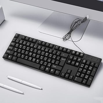 Garneck Wired Computer Keyboard 104 Keys Abs USB Powered Fast Response