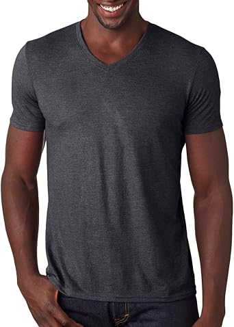 Anvil Triblend V-Neck T-Shirt. 6752 - Small - Heather Dark Grey