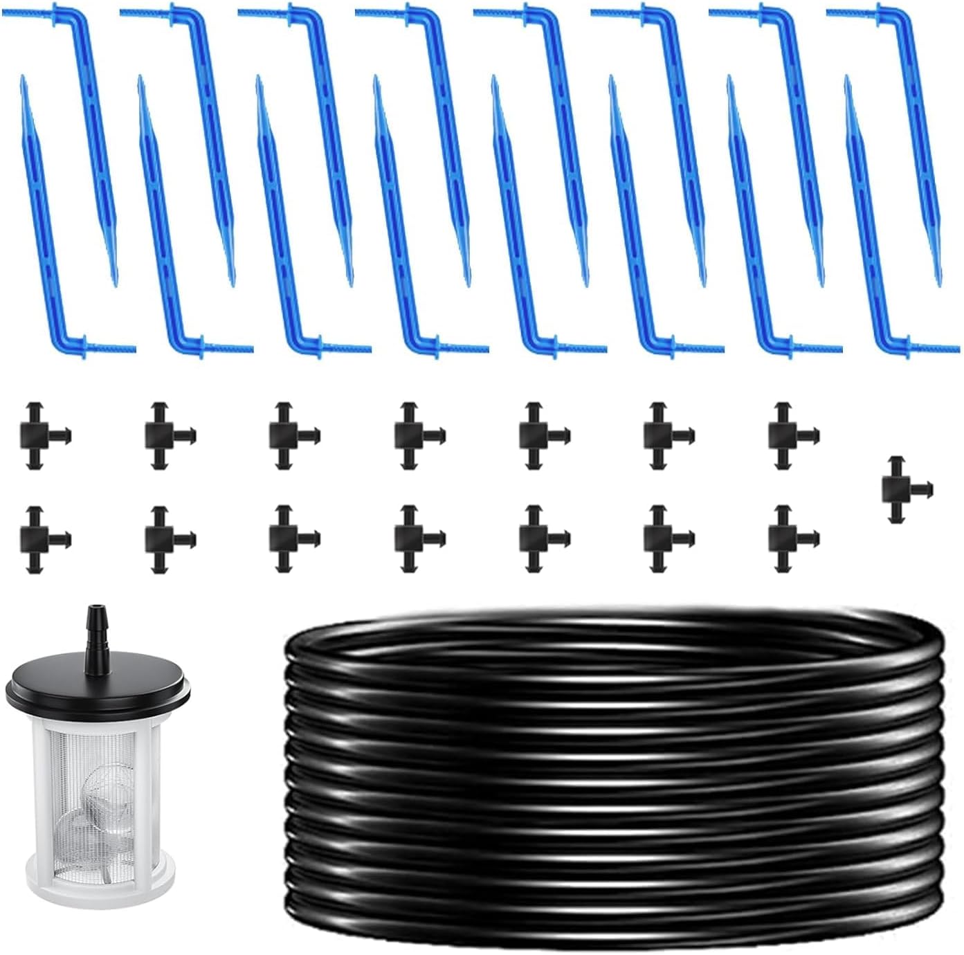 Solar Drip Irrigation Kit Accessories, 49 FT Tubing, Drip Irrigation Extra Accessories Kit,15 tee Fittings and 15 drippers for Balcony Patio & Garden