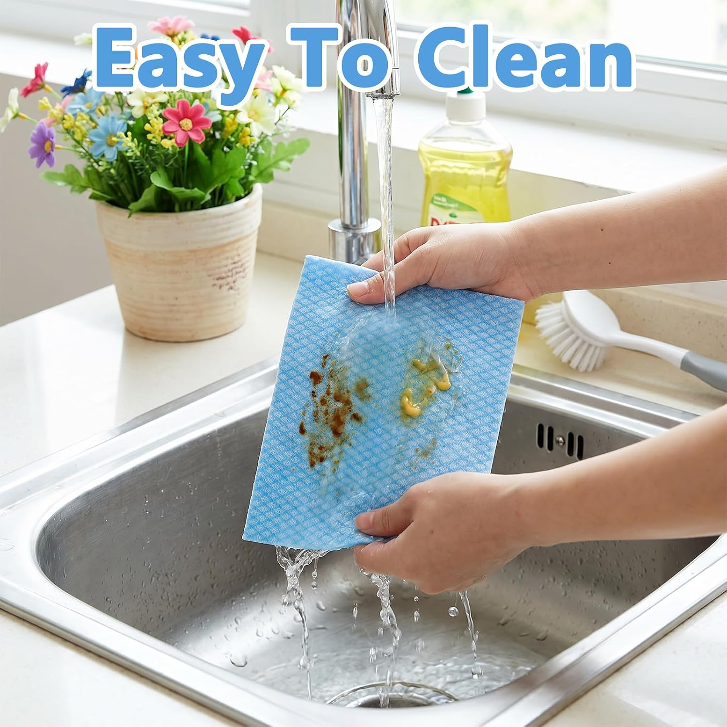 300 Pack Disposable Dish Cloths, 13.8x15.7 in Short-Term Kitchen Towels, Blue Non-Woven Fabric Cloths for Household, Bathroom, Car, Office Daily Cleaning
