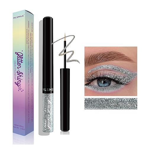 Delineador de ojos líquido con purpurina de larga duración, impermeable, brillante, delineador líquido a prueba de manchas, de secado rápido,