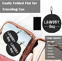 Vista 4 de Sylfairy Paquete de 2 bolsas de lavandería XL con correa, bolsa de lavandería para viajes resistente, bolsa de hombro para ropa sucia con cordón