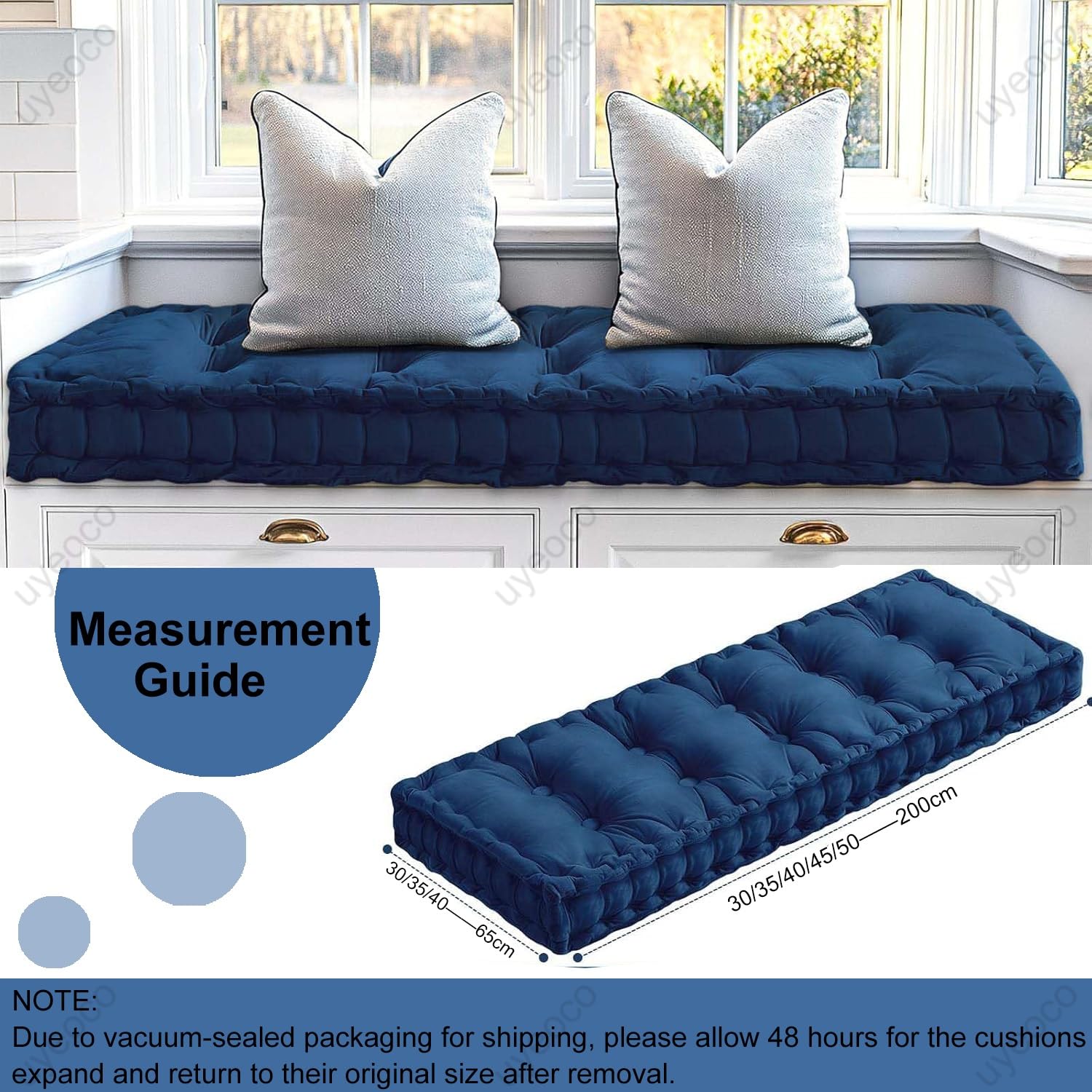 Cuscini Imbottiti per Panche da Esterno/Interno – Cuscini per Panca da Esterno/Interno 1/2/3/4 Posti – Cuscino per Panca da Giardino, Cucina, Sala da Pranzo, Patio Altalena(Blu profondo,140x30x10cm)