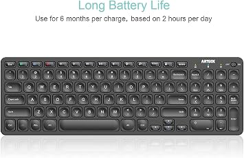 Arteck HB305-2 Universal Multi-Device Bluetooth Keyboard Ultra Compact Wireless Bluetooth Keyboard with Media Hotkeys for Windows iOS iPad OS Android Computer Desktop Laptop Surface Tablet Smartphone