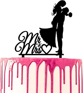 CARISPIBET Hochzeitstortenaufsatz Bräutigam hebt die Braut mit Mr & Mrs Schrift und Herz lustige Kuchendekoration