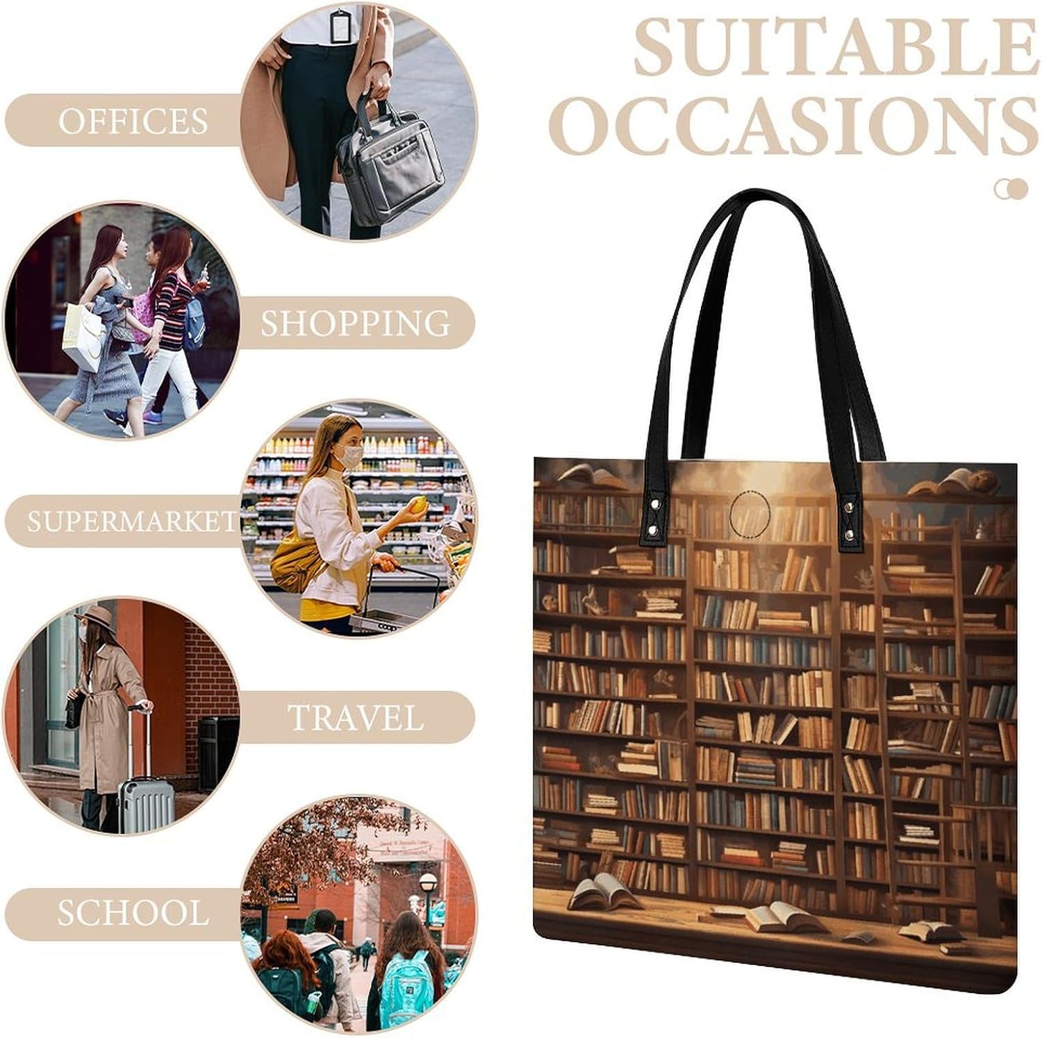 Books Handbags Large Capacity, Tote Bag Stylish Slouchy, Shoulder Bags for Work Beach Travel And Shopping Grocery.