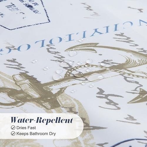 Miniatura 3 de Cortina para baño de poliéster decorativa con motivos submarinos, cortina para regadera resistente al moho, cortinas para baño con motivos marinos