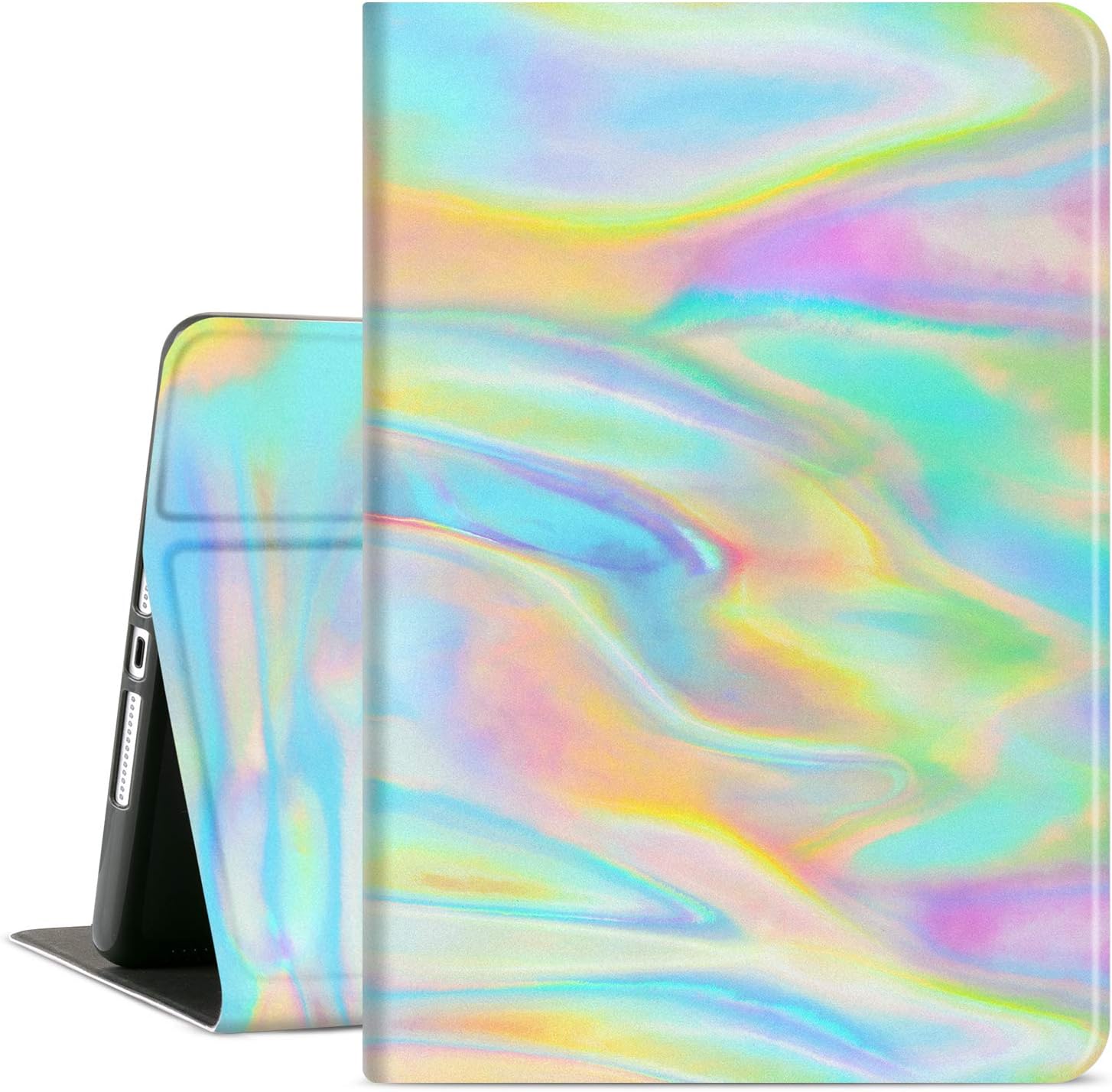 Case for iPad 9th Generation Case, Case for iPad 8th Generation Case, Case for iPad 7th gen Case 10.2 inch Multi-Angle View Adjustable Stand Auto Wake/Sleep,Rainbow Aurora Polar