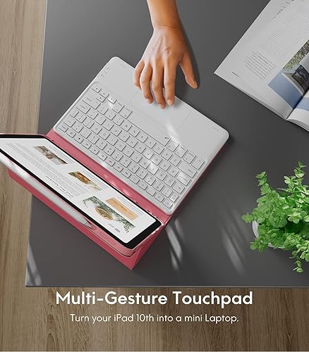 Miniatura 3 de CHESONA Funda Touchpad para iPad de 10 generación con teclado (10.9 pulgadas, 2022), retroiluminación de 7 colores, trackpad multitáctil, funda con