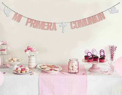 Miniatura 4 de Four Ever Sweet Mi Primera - Cartel de comunión  Decoraciones de fiesta de bautismo de primera comunión  Bautizo religioso decoración de baby