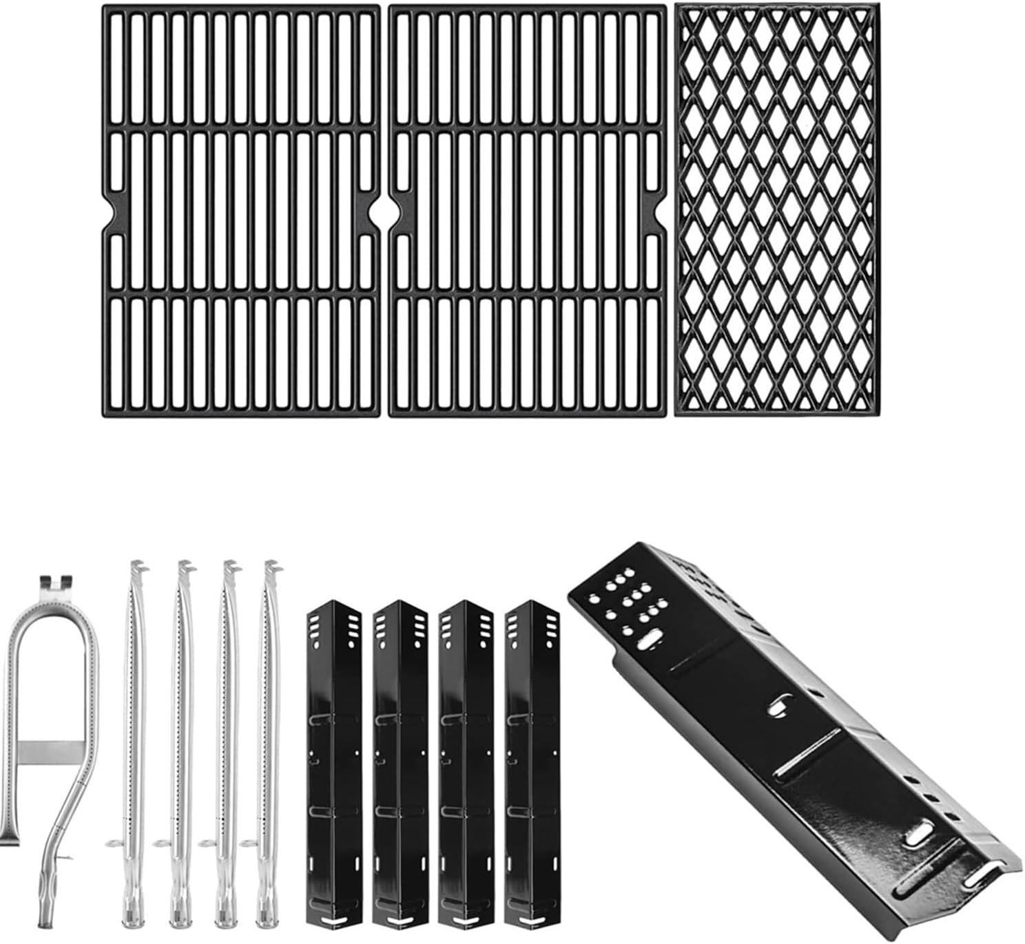 SafBbcue DGH474CRP Cooking Grates and Heat Plate for Dyna Glo Grill Replacement Parts 5 Burner DGH474CRP DGH474CRP-D DGH483CRP DGH483CRP-D DGH485CRP DGH485CRP-D