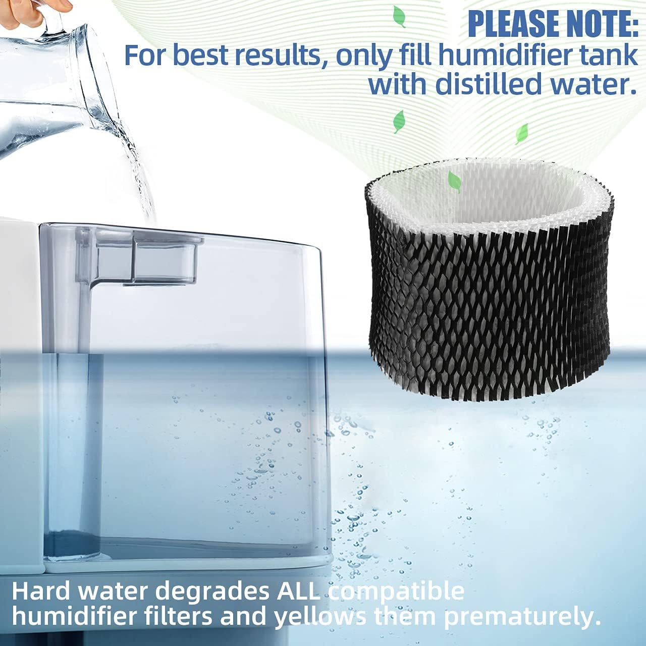 XIMOON HWF62 Humidifier Filter A Replacement for Holmes & Sunbeam Humidifier Models HM1701, SCM1702, HM1761, HM1300 & HM1100; Compare to Part # HWF62, HWF62CS,HWF62D (4)