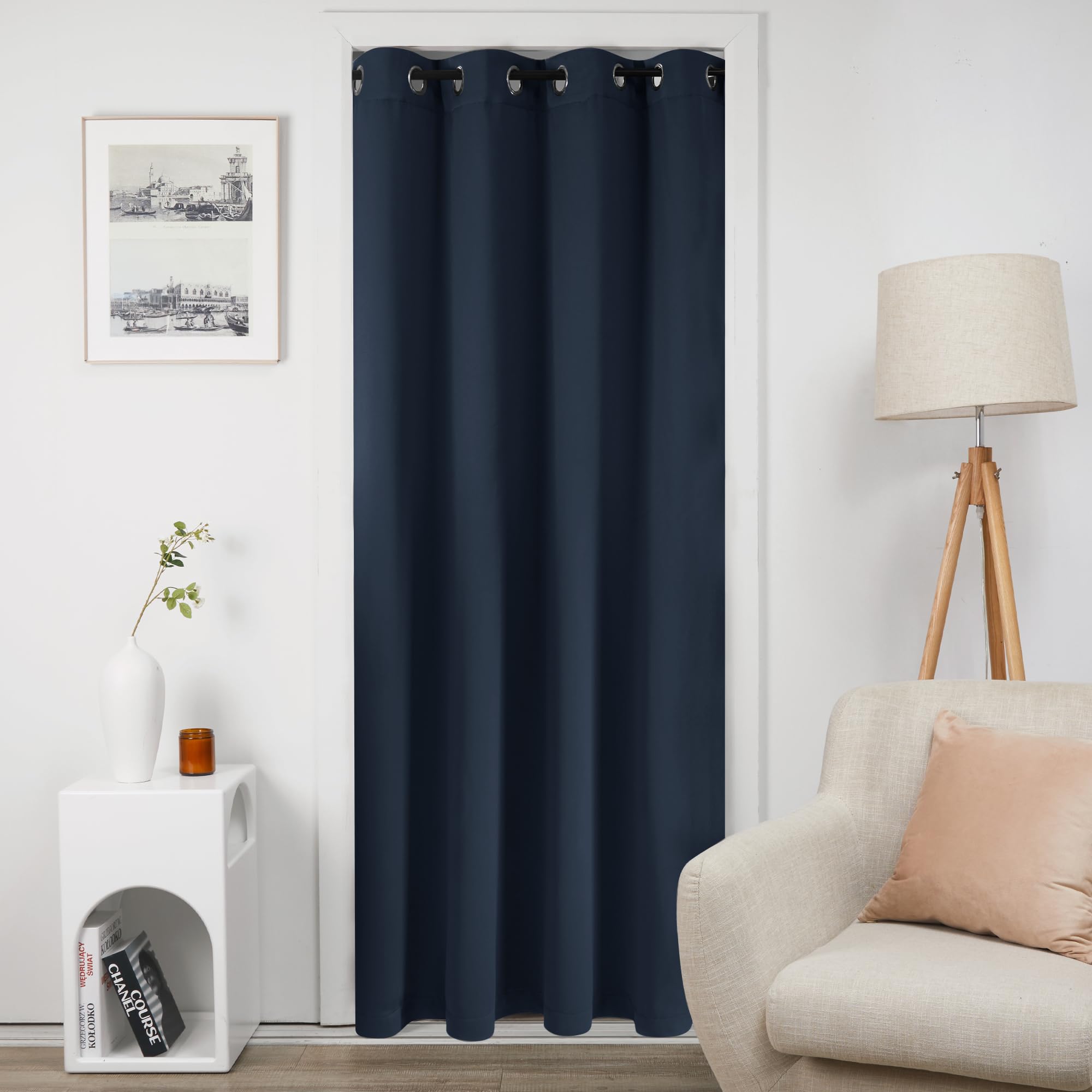 Deconovo Tenda Oscurante Termica Doppio Strato, Antivento, Pesante, Isolante per Freddo e Caldo, Adatta per Finestre e Porte, 140x260 CM, Blu Navy, 1 Pezzo – Certificata Oeko-Tex® Standard 100